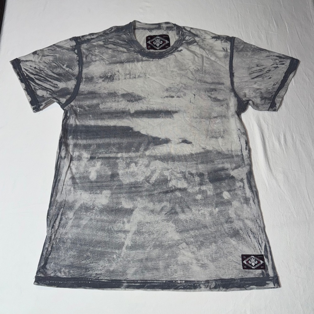 Affliction T-Shirt Mens Large Grey Cloud Wash Tie Dye Y2K Grunge 90s Made in USA